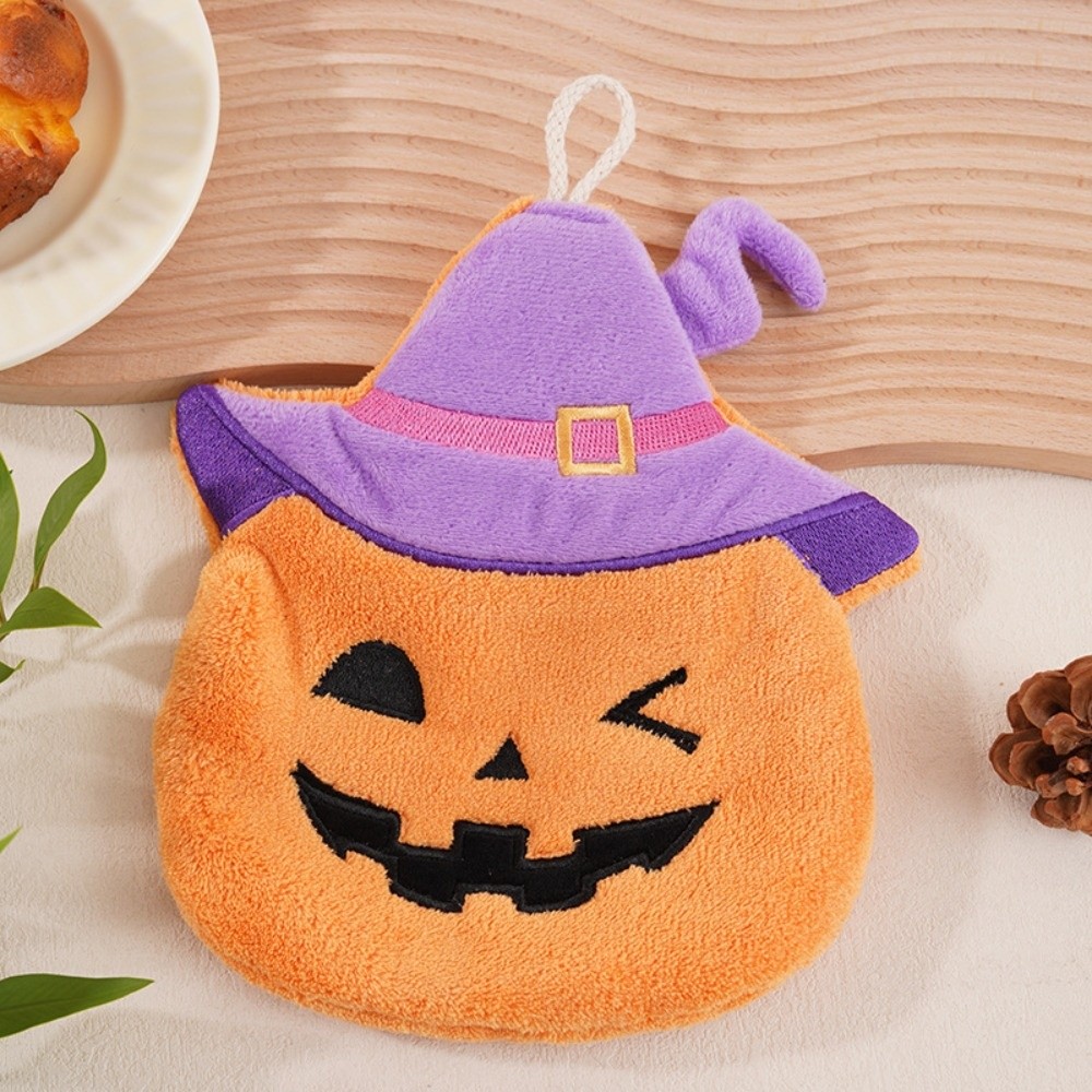 Home Textiles Towel Set - Ultra-absorberende Halloween-handdoeken Koraalfleece Sneldrogende pompoenhanddoeken Ophanglus