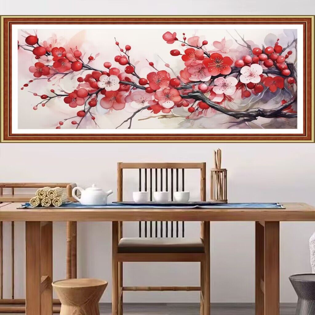 Home Textiles Discount - 9ct 110X50Cm Rode Bloemen Borduurwerk Diy