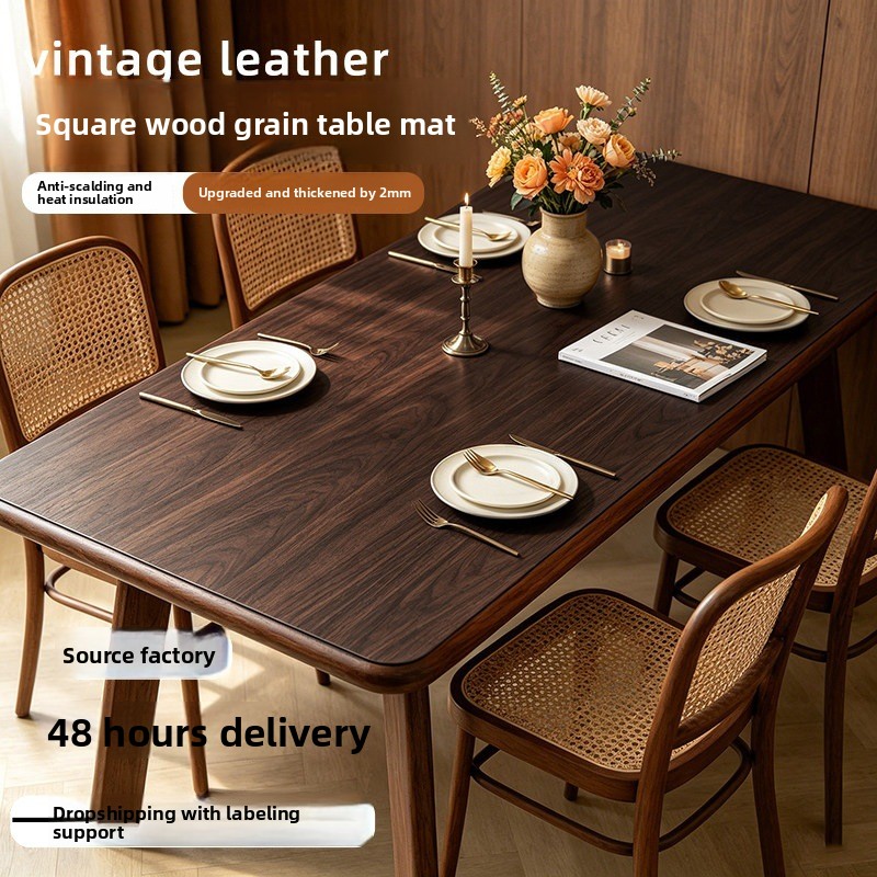 Home Textiles News - Tafelbeschermer van kunstleder met houtnerf, waterdicht,
