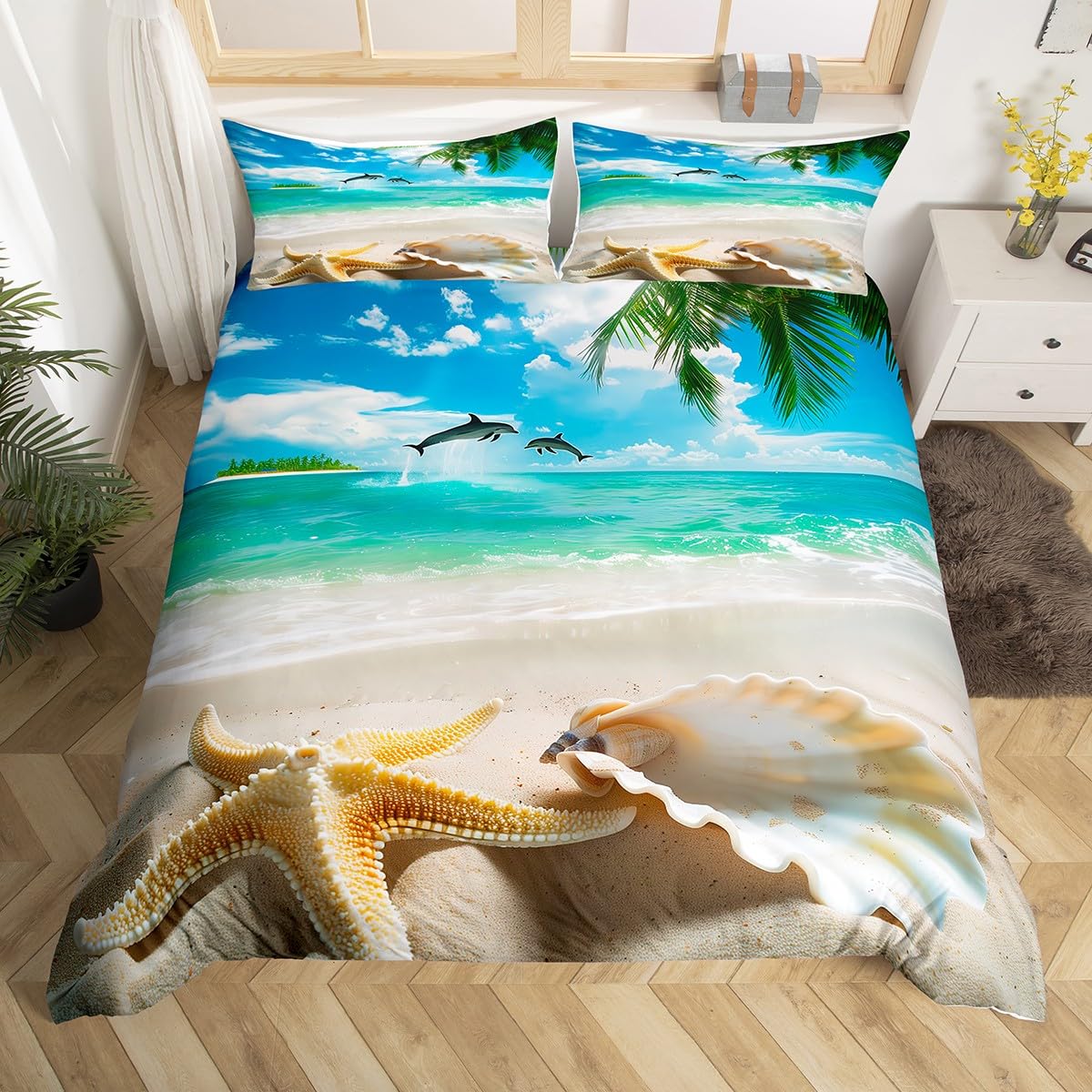 Bed Sheet Microfiber - Strand dekbedovertrek, kust dekbedovertrekken koningin, tienermeisjes