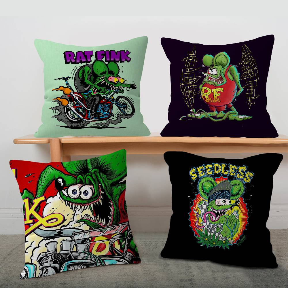 Home Textiles Throw - Rebellious RAT FINK Cartoon Kussenhoes Kussensloop