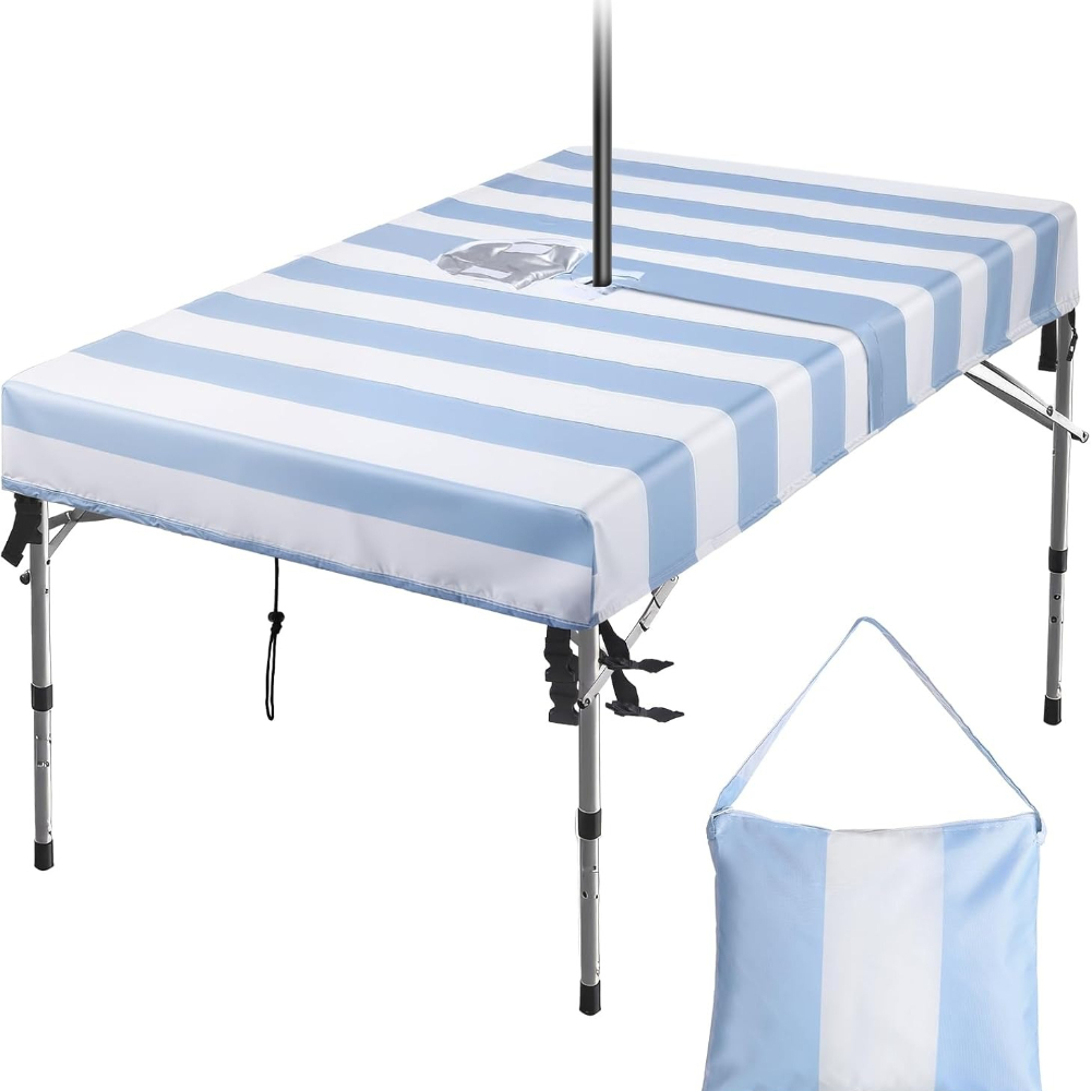 Home Textiles News - Buitentafelkleed met parasolgat en trekkoord, terrastafelkleed