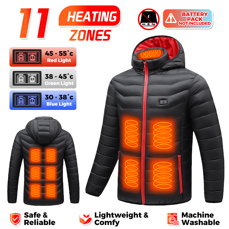 Heated Pad Electric - Slimme verwarmde jas met 11 verwarmingszones,
