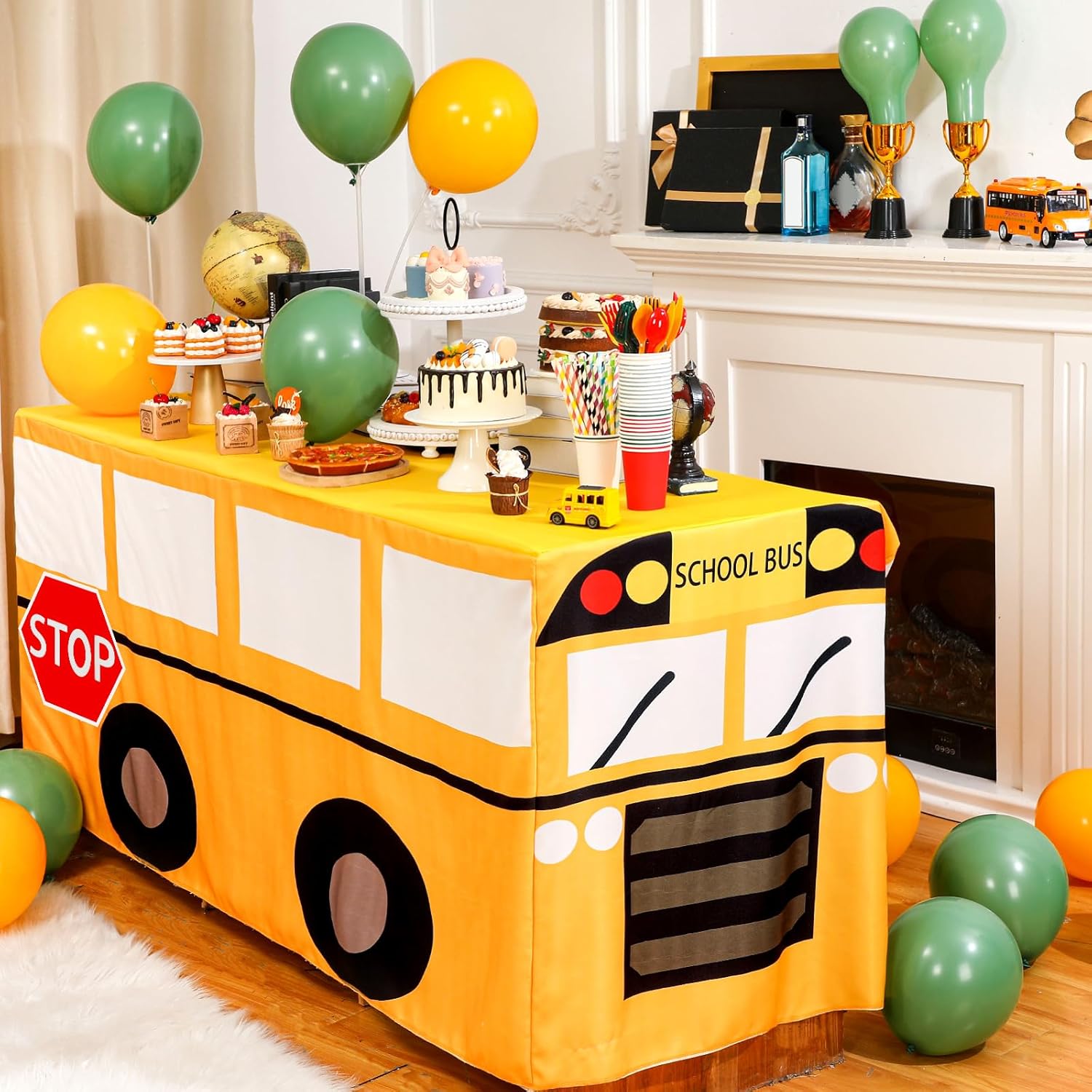Home Textiles News - Cartoon schoolbus tafelkleed verjaardagsfeestje decoraties tafelkleed