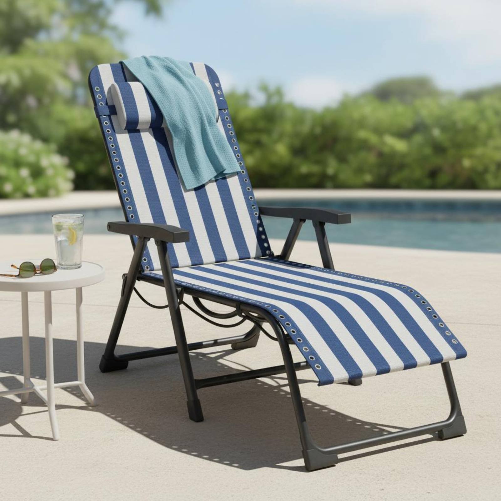 Home Textiles & Furnishings - Recliner met textielpaneel Gestreepte relaxstoel met