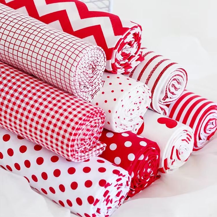 Home Textiles Discount - 160x50cm Rode Strip Wave Twill Katoen