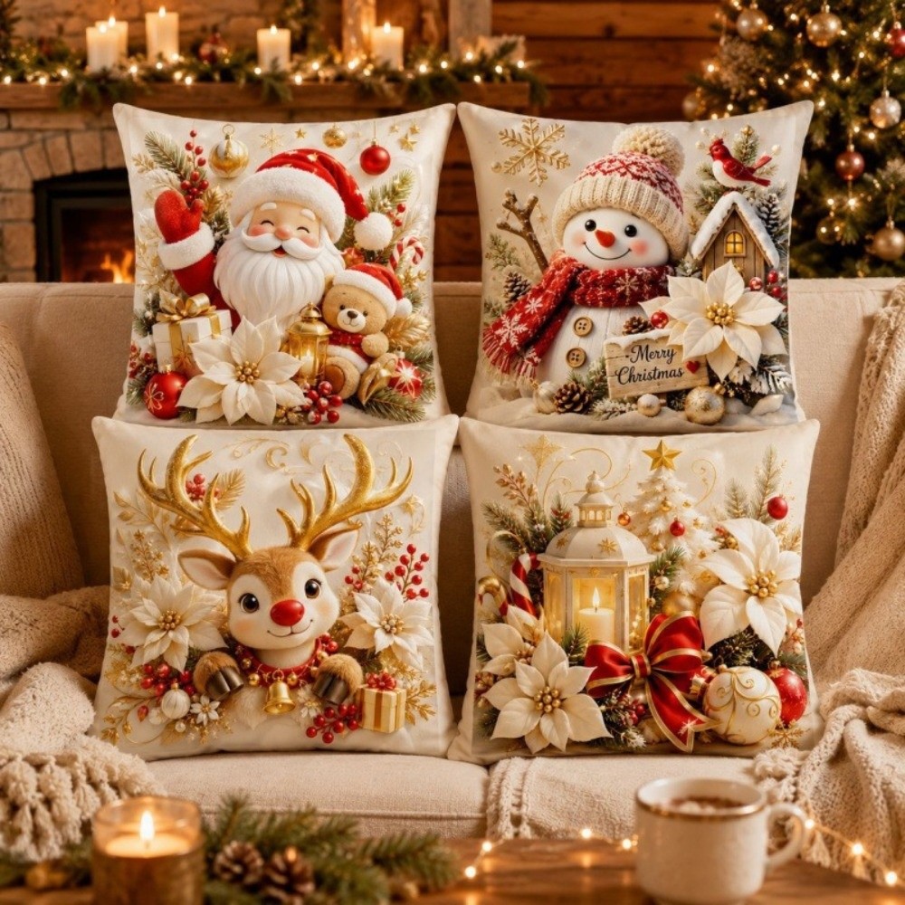 4 stuks 45x45cm Kerstkussenslo - Home Textiles Towel Set recensie en prijs